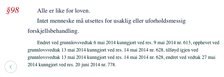 valgloven er i konflikt med grunnlovsendringen fra 2014